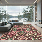 Ornate Floral Scrollwork Brown Rug