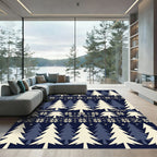 Navy Cream Festive Woodland Christmas Tree Rug