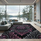 Sophisticated Pink and Gray Floral Medallion Rug