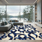 Navy Blue Silk Ribbon Bows Rug