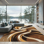 Earthy Swirl Abstract Brush Stroke Rug