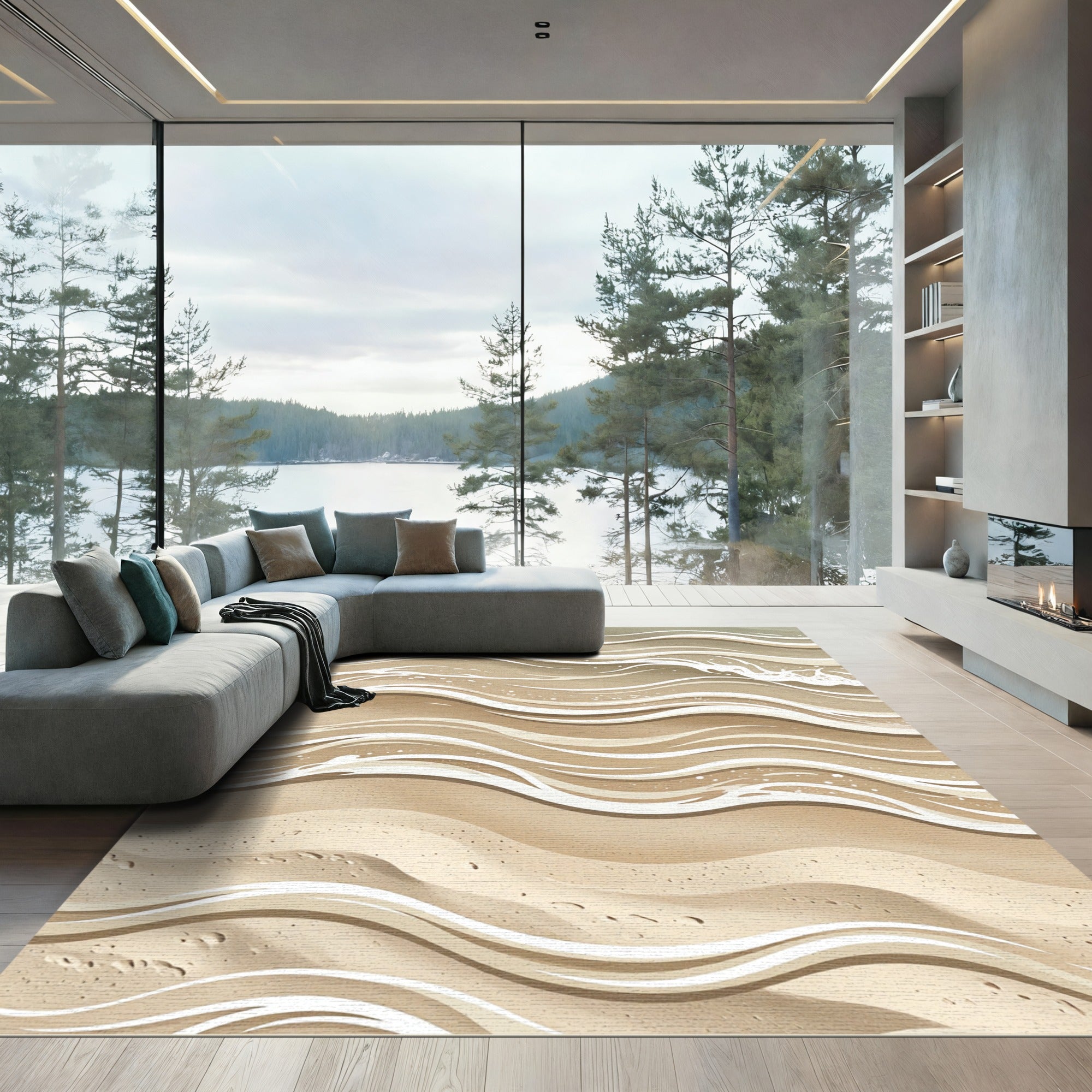 Sandy Beach Wave Flow Rug