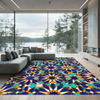 Geometric Cobalt Blue Star Medallion Rug