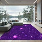 Purple Pink Starburst Floral Swirls Rug