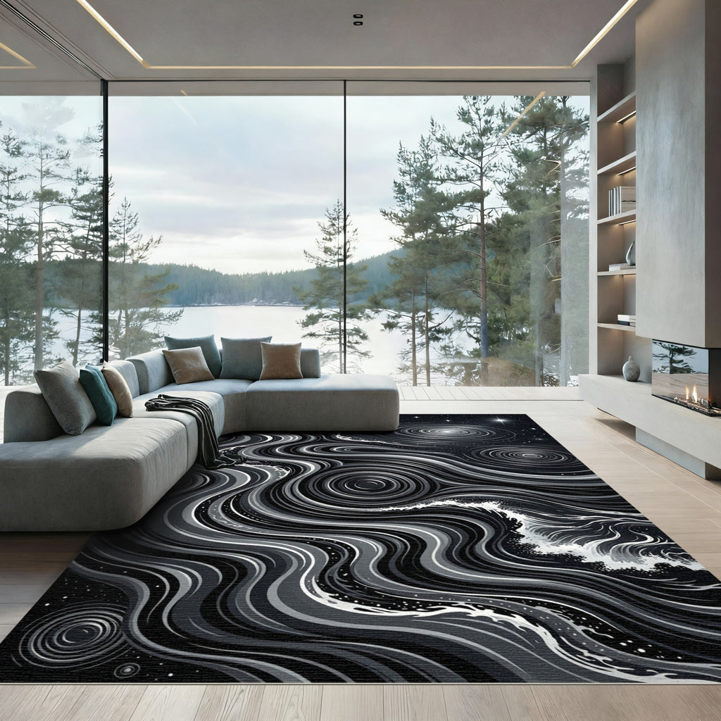 Monochromatic Swirl Galaxy Wave Rug