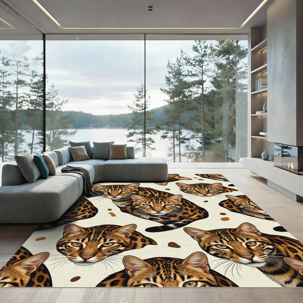 Golden Bengal Cat Spots Rug