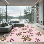 Delicate Pink Golden Berry Branches Rug