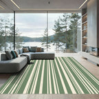 Sage and Ivory Linear Vertical Stripe Rug