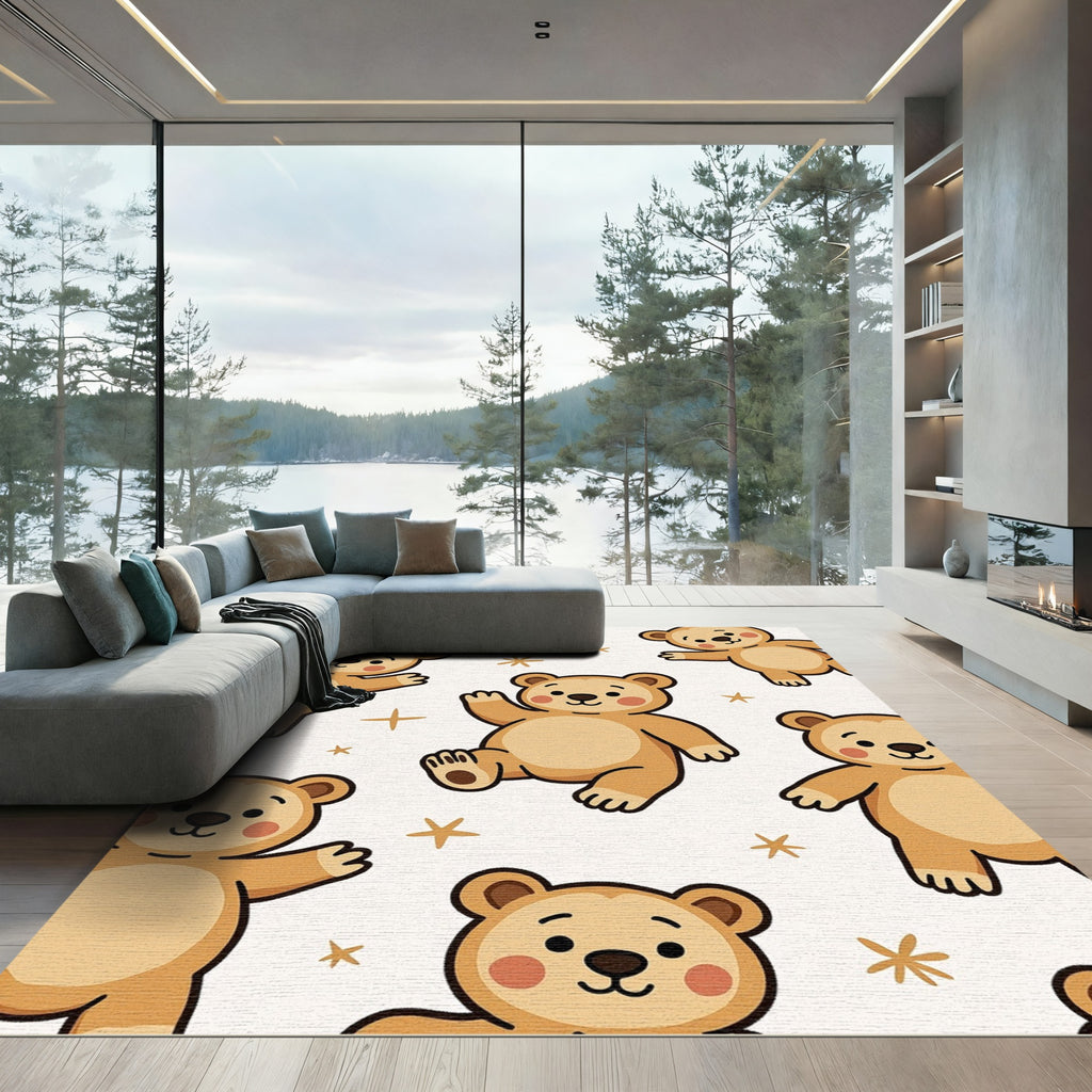 Cute Honey Bear Star Arrangement Rug