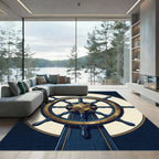 Classic Navy Gold Ship Wheel Rug