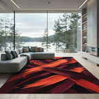 Bold Crimson and Black Abstract Strokes Rug