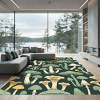 Enchanted Forest Mushroom Botanical Illustration Rug