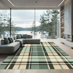 Vintage Sage Plaid Checked Grid Rug