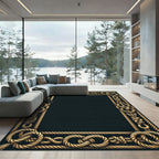 Golden Nautical Rope Knot Border Rug
