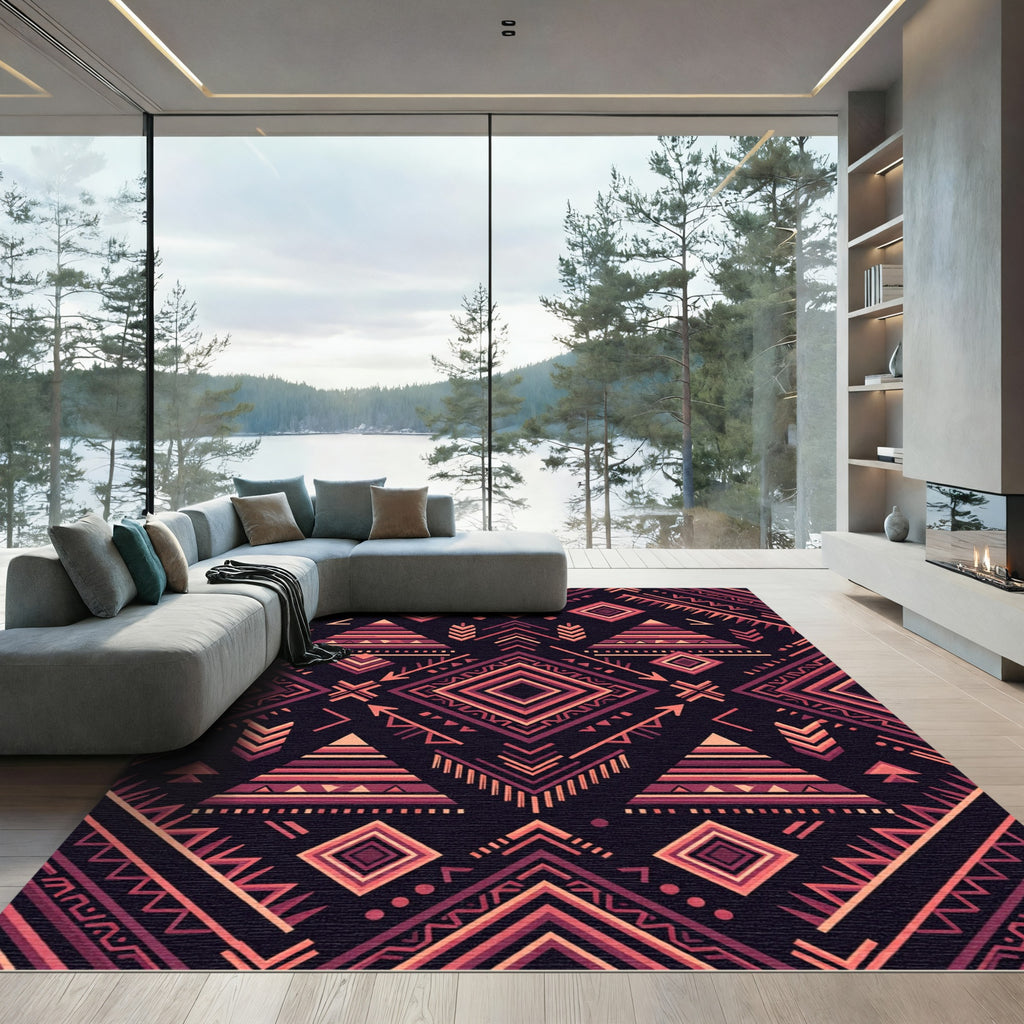 Salmon Pink Tribal Arrow Diamond Rug