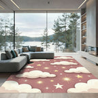Dreamy Celestial Blush Clouds and Stars Rug