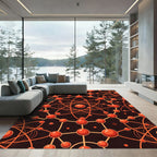 Atomic Orbit Red Network Rug