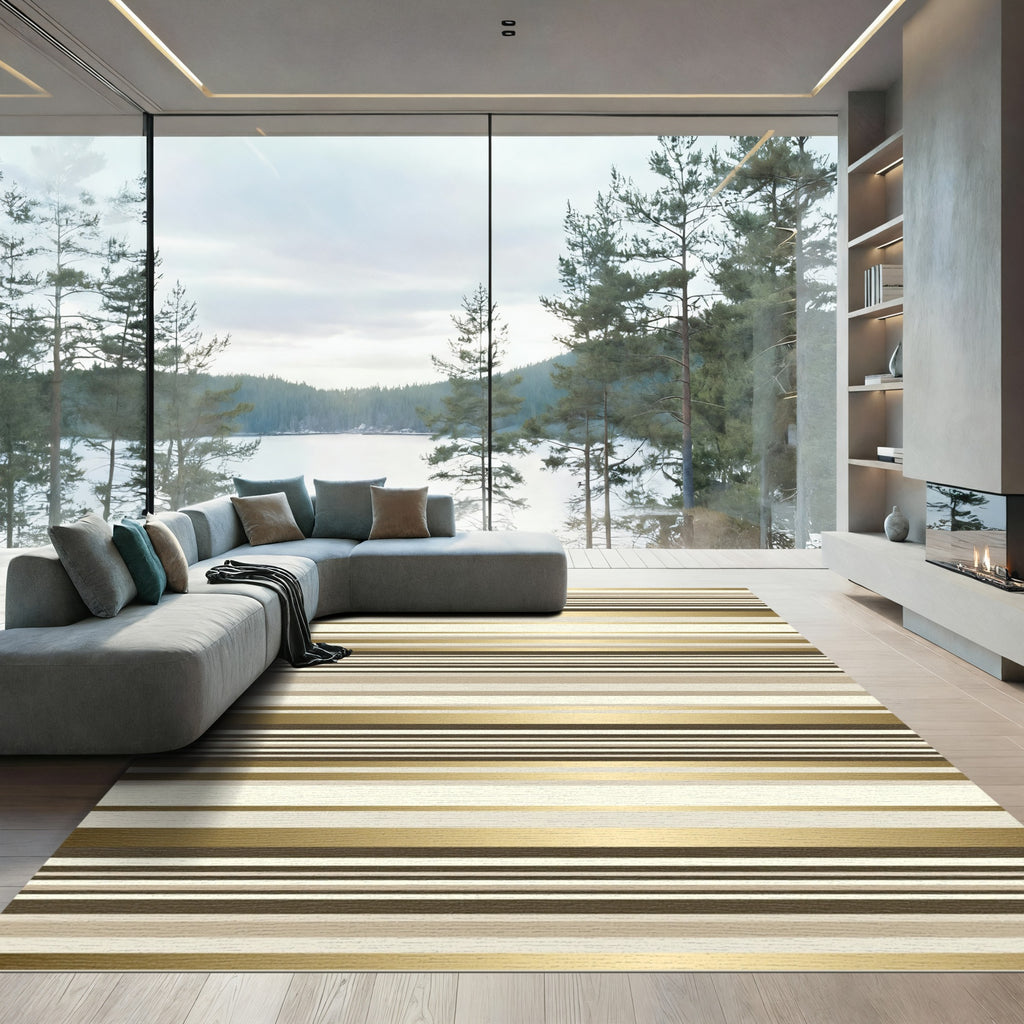Gilded Horizontal Stripe Glamour Rug