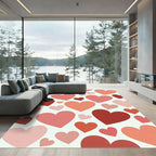 Romantic Pastel Hearts Scattered Art Rug