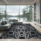 Silver Metallic Geometric Star Lattice Rug