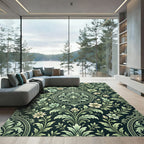 Dark Botanical Floral Medallion Rug