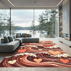 Romantic Chocolate Heart Waves Rug