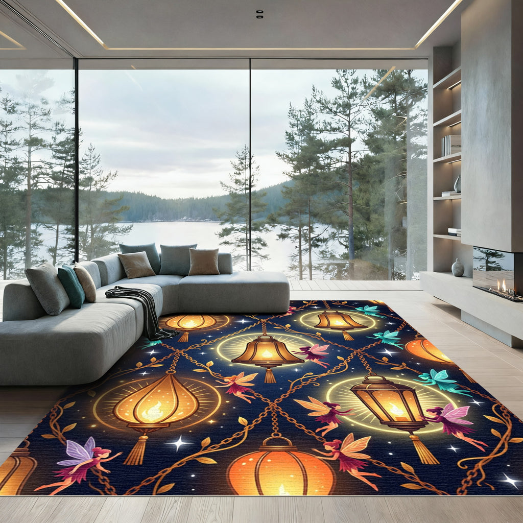Magical Fairy Lanterns And Golden Chains Rug