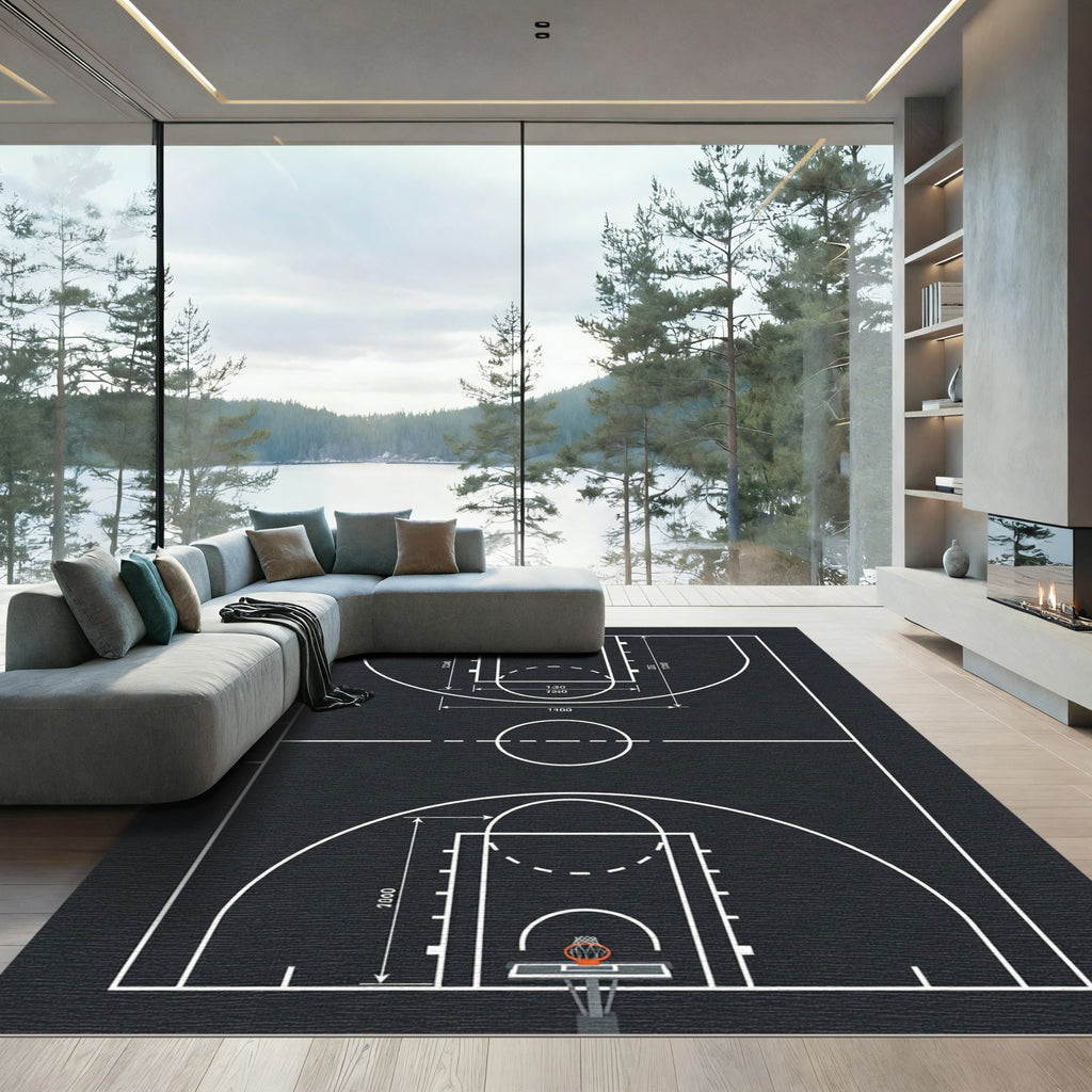 Graphic Basketball Court Minimalist Area Rug