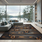 Striated Wood Grain Fire Accents Rug