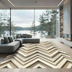 Cream Chevron Layered Relief Rug