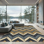 Earthy Herringbone Chevron Zigzag Texture Rug