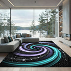 Cosmic Luminous Teal Violet Swirl Rug