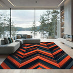 Modern Bold Orange Charcoal Chevron Rug