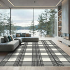 Dark Gray Classic Plaid Stripe Rug