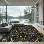 Black Leopard Gold Arabesque Repeat Rug