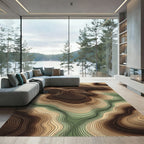 Earthy Topographic Contour Abstract Wave Rug