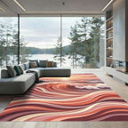 Coral Wave Sunset Flow Rug