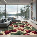 Botanical Crimson Strawberry Garden Harvest Rug