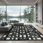 Dark Gray Wooden Lattice Frame Rug