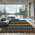 Vivid Earthy Geometric Aztec Stripe Rug