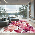 Watercolor Pink Heart Abstract Illustration Rug