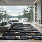 Black Graphite Stone Vein Stacked Rug