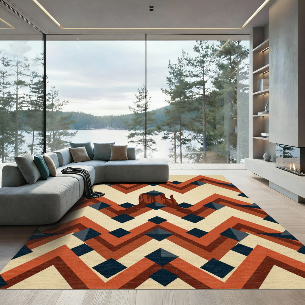 Earthy Southwestern Peak Geometric Area Rug