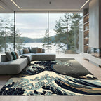 Great Wave Dark Blue Ocean Rug
