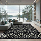 Monochrome Geometric Tribal Diamond Chevron Rug
