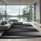 Modern Gray Horizontal Stripe Weave Rug