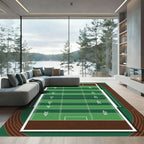 Green Football Field Grid Lines Rug