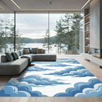 Dreamy Sky Blue Layered Cloud Rug