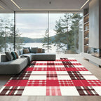 Crimson Cream Plaid Squares Rug