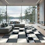 Modern Silver Gray Cube Illusion Rug